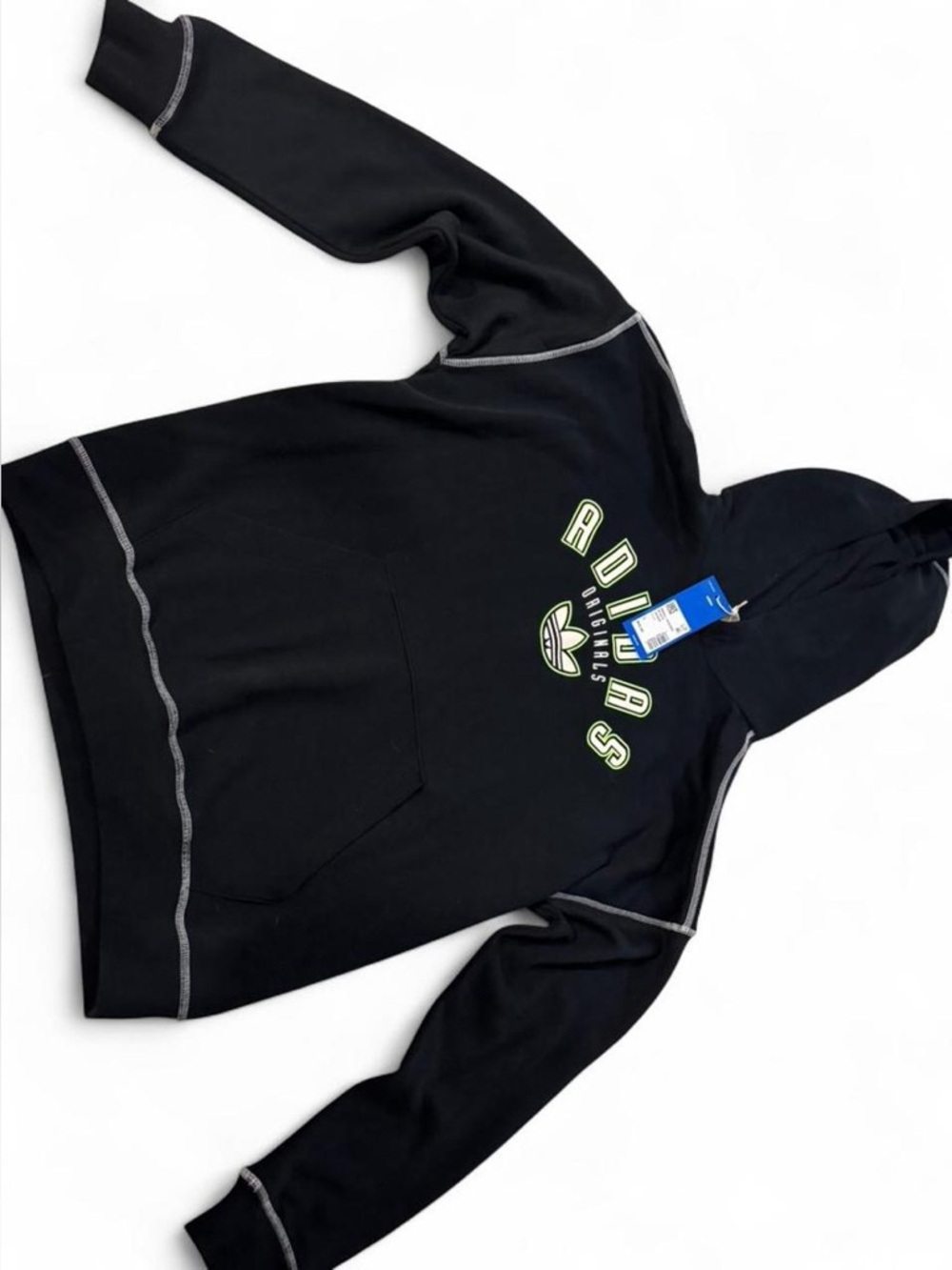 adidas Black Crewneck Hoodie with Neon Logo unisex